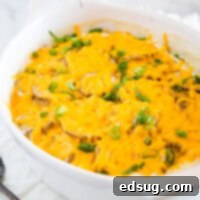 A bowl of cheesy potatoes, with Dinner and Gratin