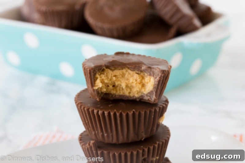 Choco-Nutty Indulgence 4 homemade peanut butter cups stacked