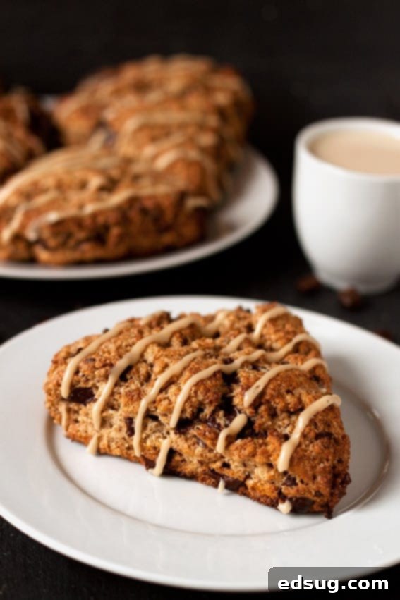 Espresso Chocolate Chip Scones espresso chocolate chip scones on a plate