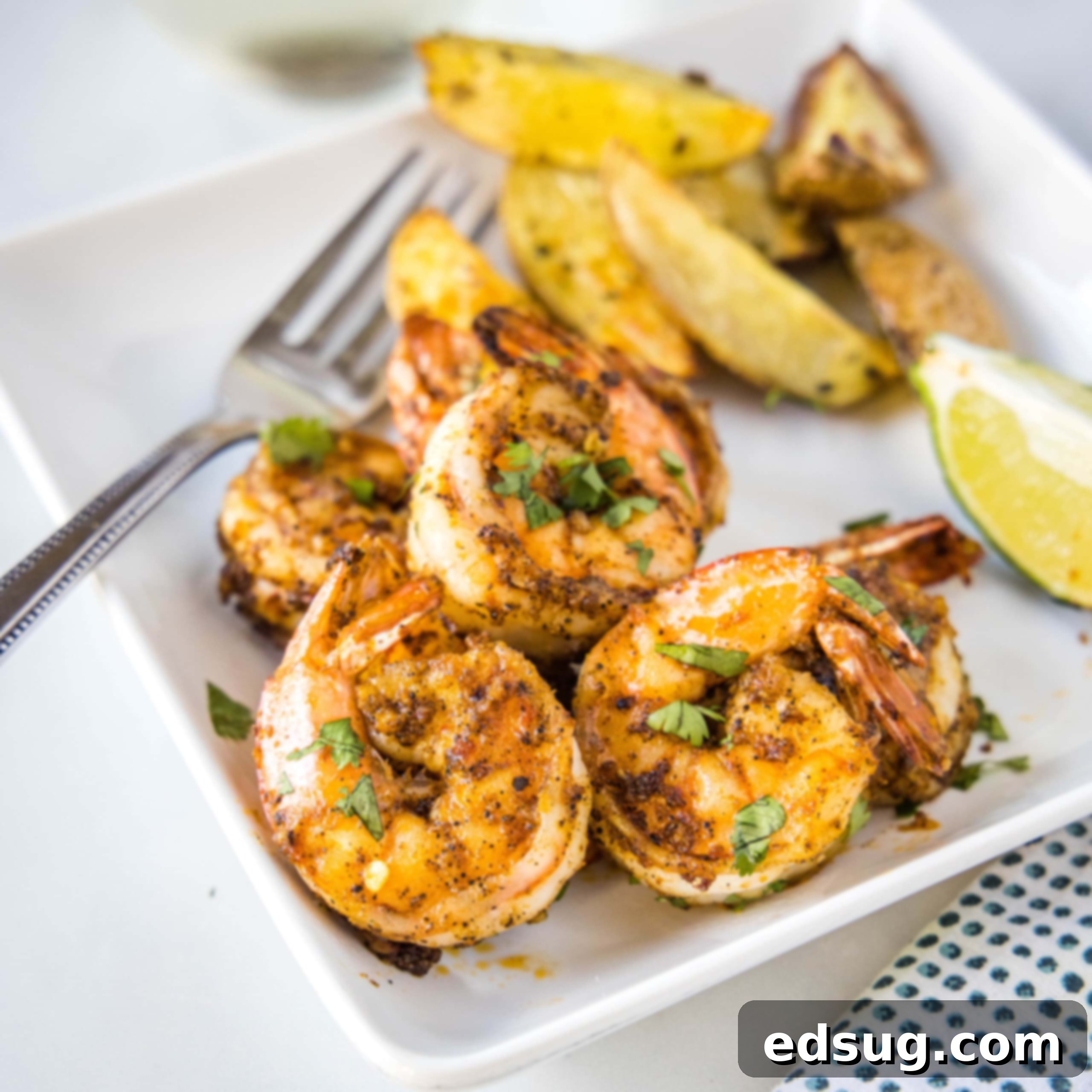 close up cropped picture of air fryer shrimp