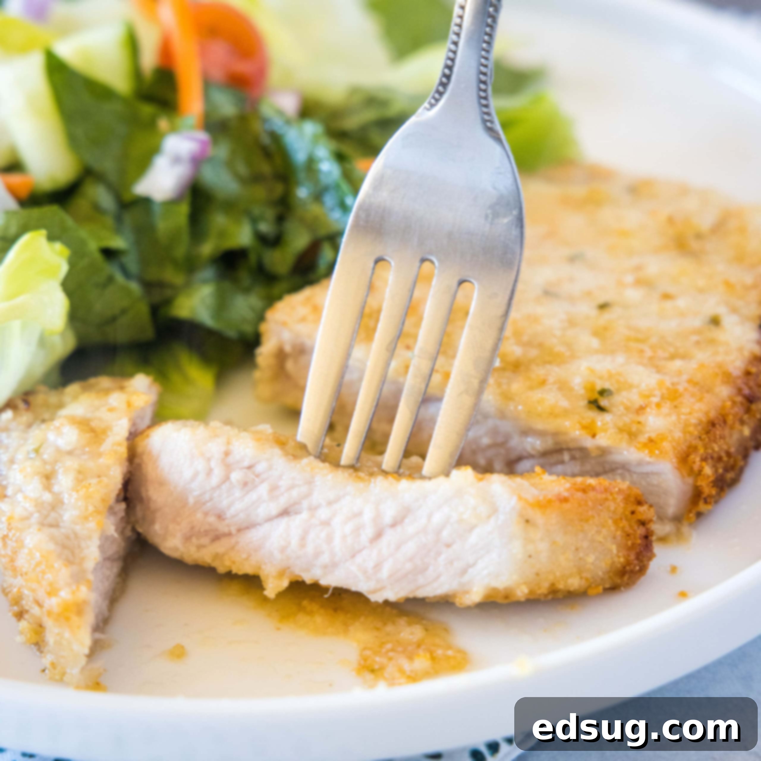 close up of sliced pork chop