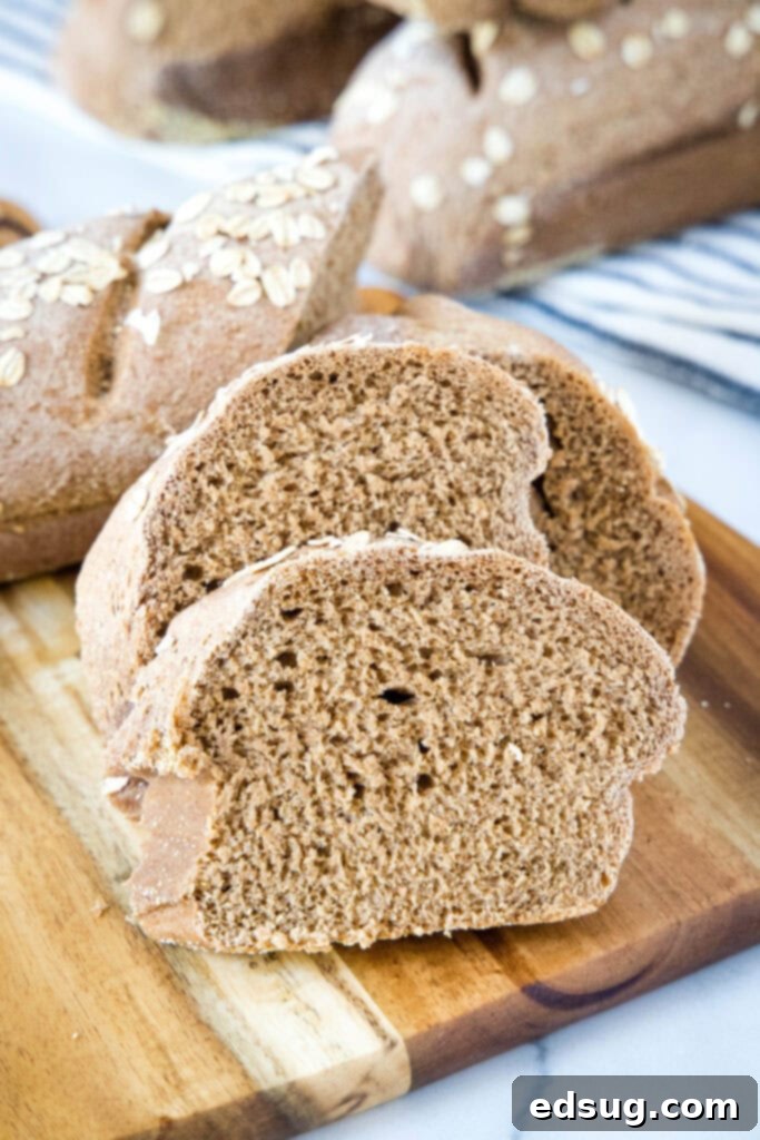 slices of brown bread on cutting board