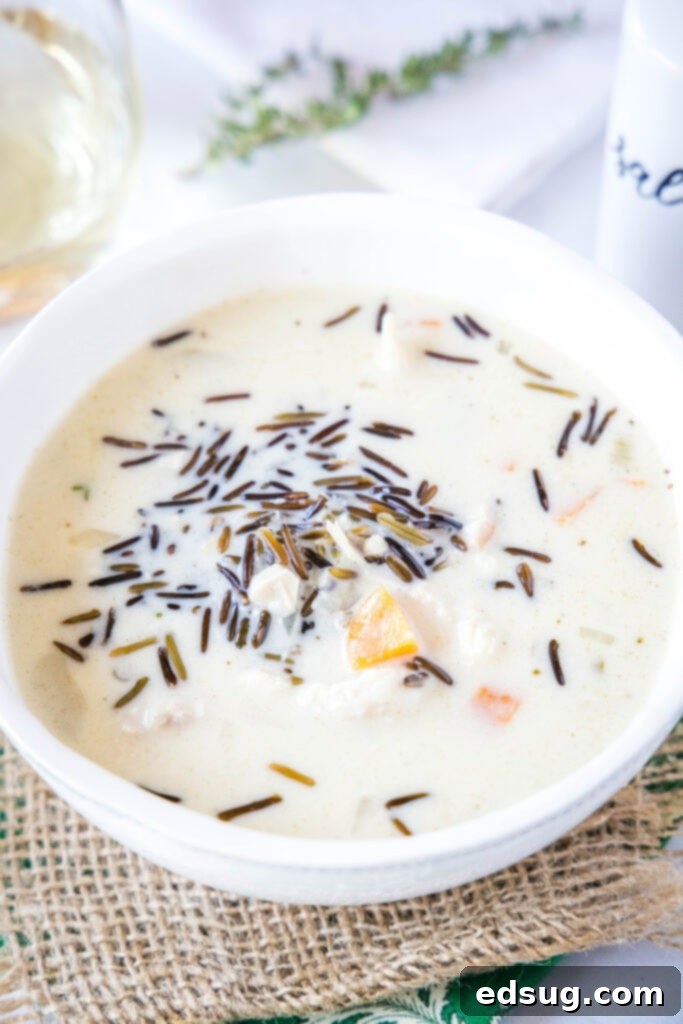 a bowl of turkey wild rice soup
