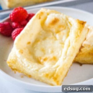 Decadent Cream Cheese Danish 7 closeup cream cheese danish on a plate