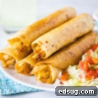 Crispy Homemade Flautas on a plate