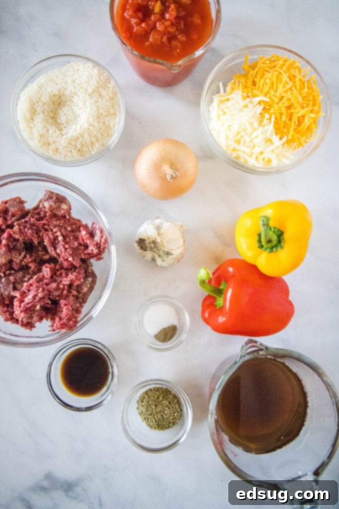 Hearty Stuffed Pepper Casserole 3 ingredients for stuffed pepper casserole