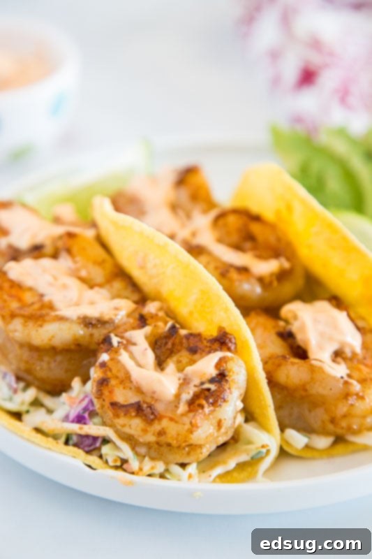 Easy shrimp tacos with a smokey chipotle sauce