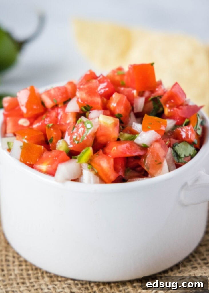 Classic Fresh Salsa 5 a serving dish with pico de gallo