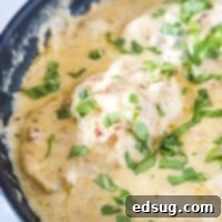 close up marry me chicken in a skillet