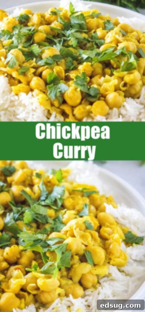 Golden Chickpea Delight 6 Close-up shot of a vibrant chickpea curry, ready for Pinterest sharing