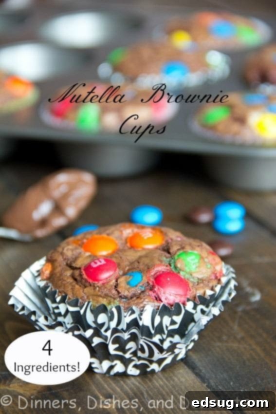 Nutella Brownie Cups | Dinners, Dishes, and Desserts nutella brownie cups on a table
