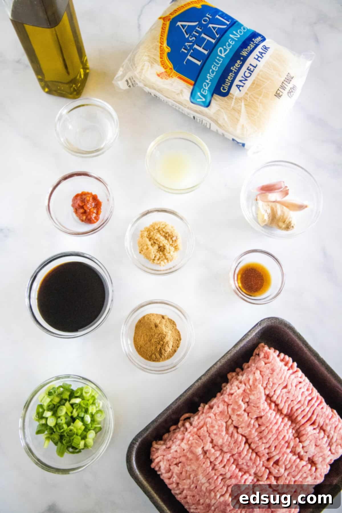 asian meatballs over rice noodles ingredients