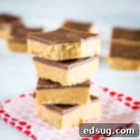 Chewy Peanut Butter Bars 6 No Bake Peanut Butter Bars - Just 5 simple ingredients and 10 minutes and you can have bars that taste like homemade peanut butter cups! The perfect easy dessert to make any day of the week!