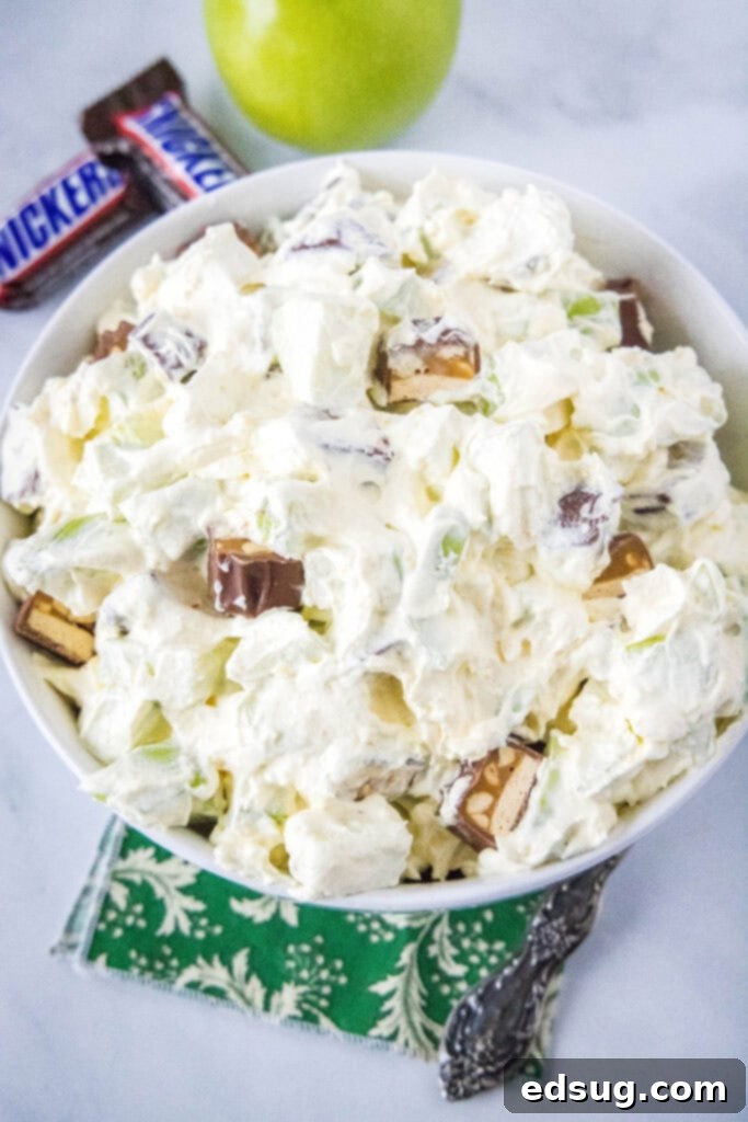 snicker apple salad in a bowl