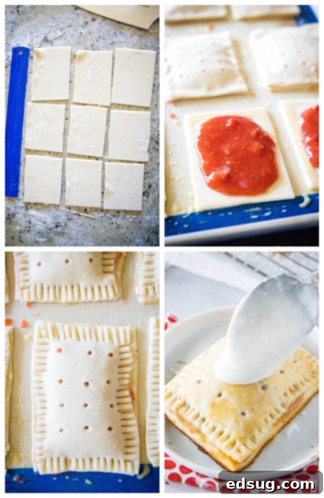 Handmade Strawberry Toaster Treasures 6 process steps of making poptarts