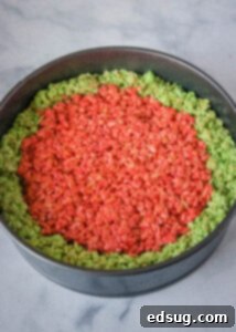 Watermelon Splash Krispies 6 watermelon krispies treats in baking pan