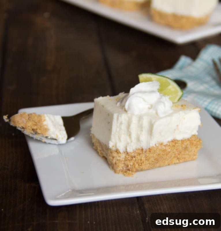 Several frozen key lime margarita squares on a modern white platter, ready to serve