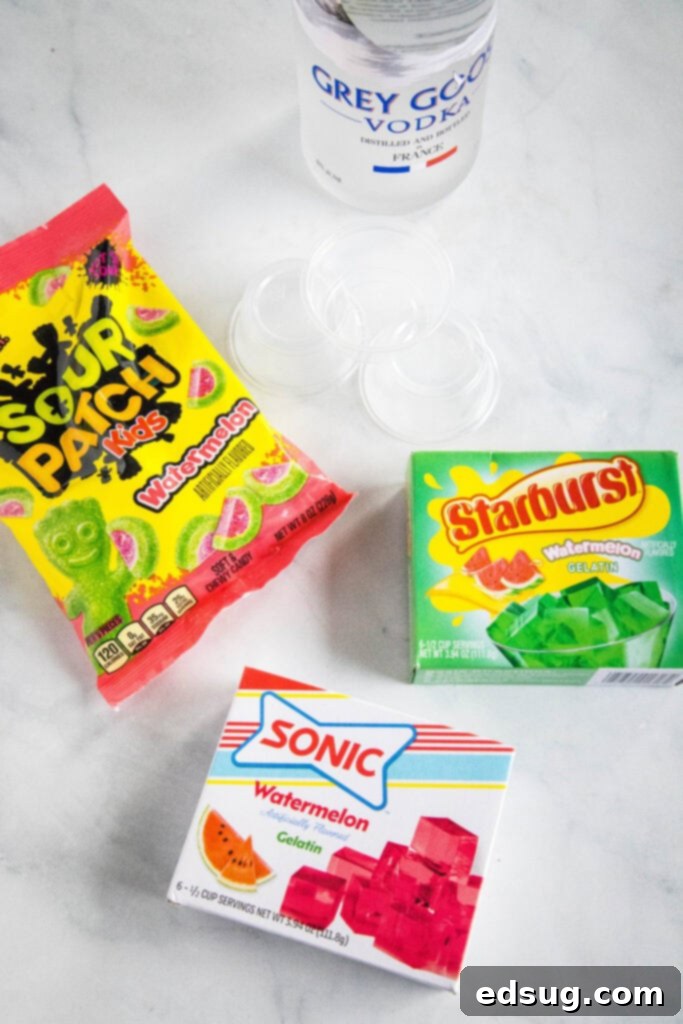 Watermelon Wobblers 3 watermelon jello shots ingredients