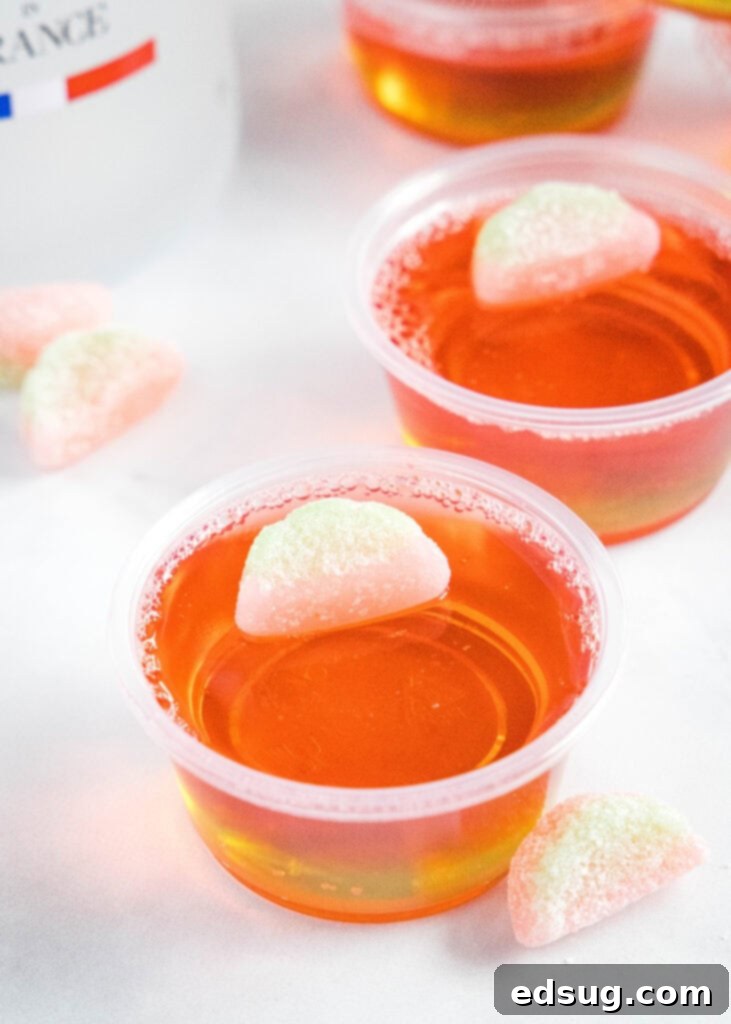 Watermelon Wobblers 6 watermelon jello shots with a watermelon candy on top