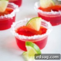 cropped close up strawberry margarita jello shots