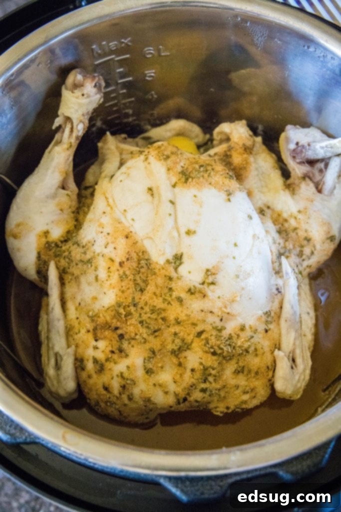 Perfect Instant Pot Whole Chicken 5 Cooked whole chicken in the Instant Pot before browning