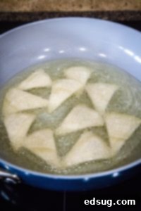 From Scratch Tortilla Chips 12 Frying tortilla wedges in hot oil until golden brown.