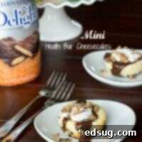 Toffee Crunch Cheesecake Minis 1 mini heath bar cheesecake on a plate