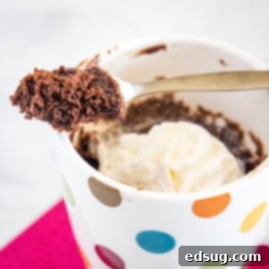 Luscious Chocolate Mug Cake 6 close up bit of chocolate mug cake
