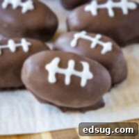 cropped close up peanut butter footballs