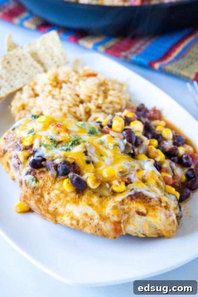 Zesty Santa Fe Chicken 6 santa fe chicken on a white plate