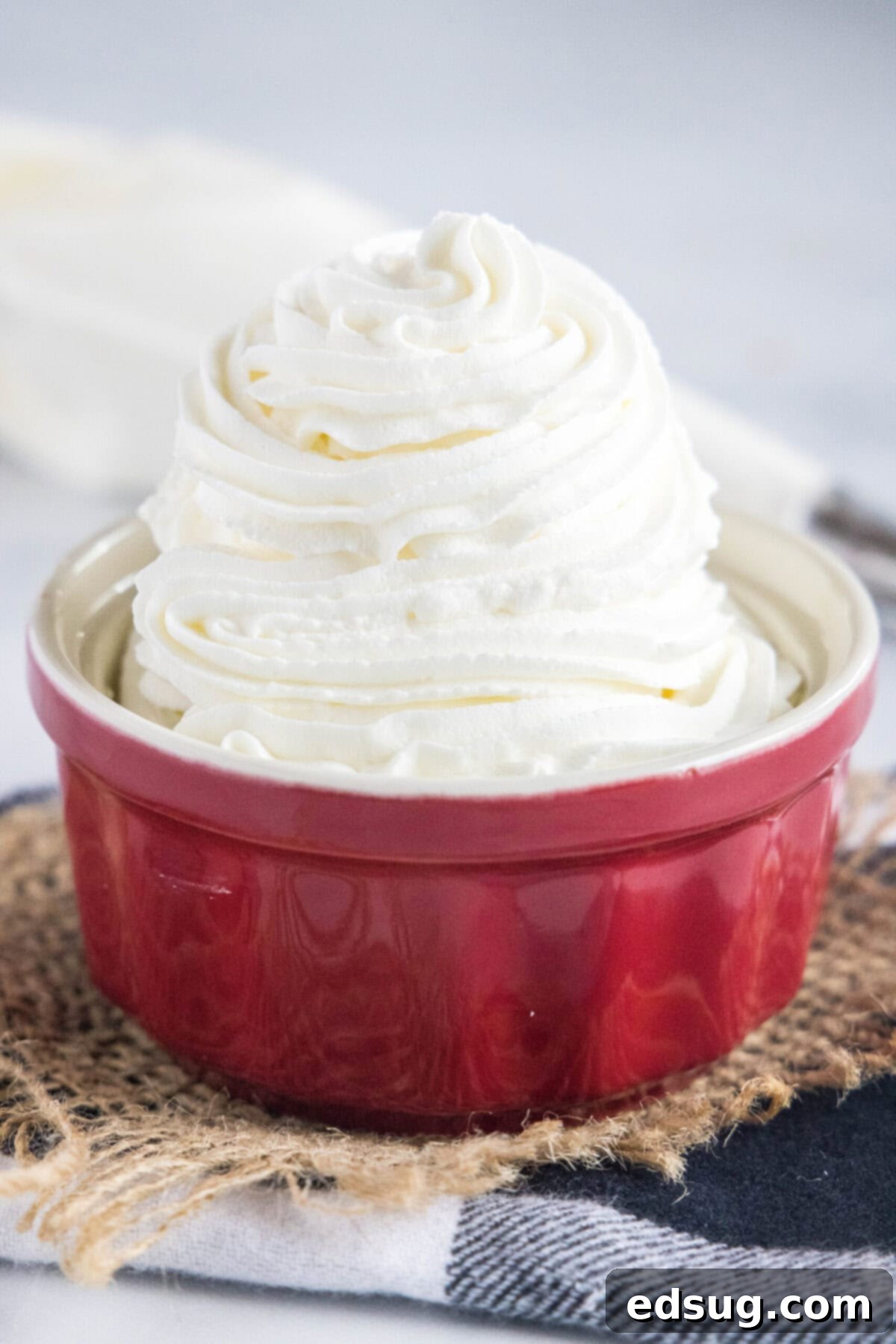 Ramekin of Stabilized Whipped Cream A ramekin full of stabilized whipped cream, ready to be served