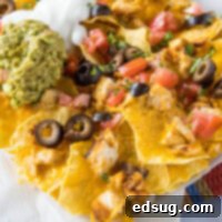 close up cooked air fryer chicken nachos