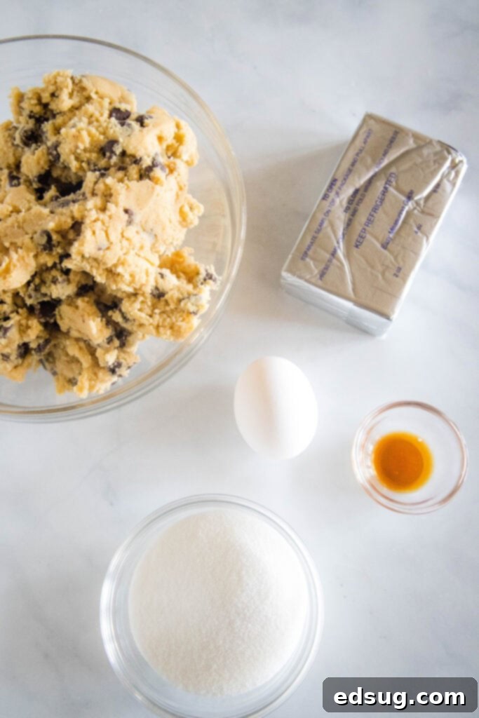 Choc-Chip Cheesecake Dream Bars 3 chocolate chip cookie cheesecake bars ingredients