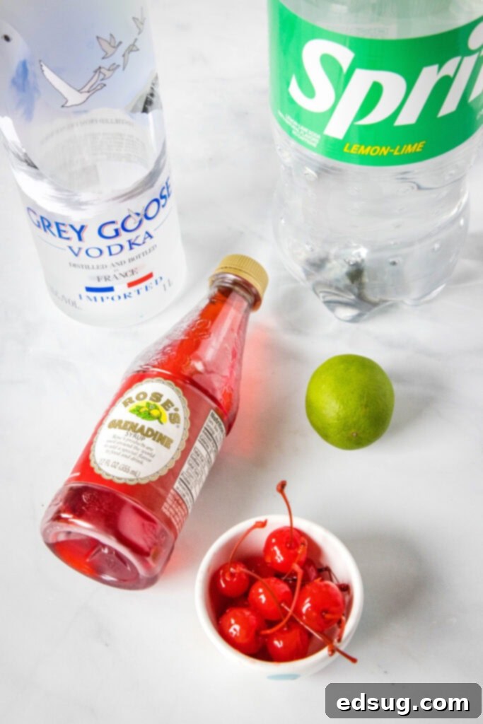 dirty shirley ingredients laid out