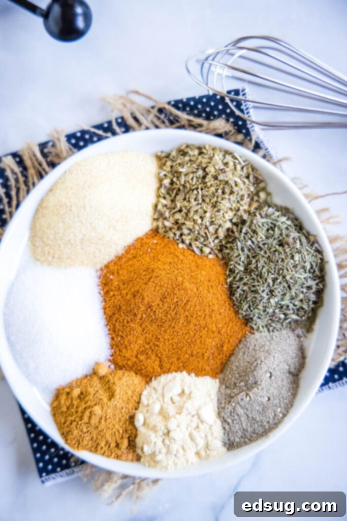 Bring the Bayou Home: Homemade Cajun Blend 2 Assorted spices measured on a white plate, ready to be mixed for Cajun seasoning.