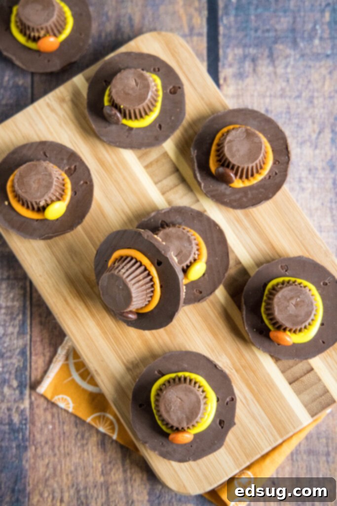 Charming Pilgrim Hat Delights 5 looking down on a cutting board with pilgrim hat cookies
