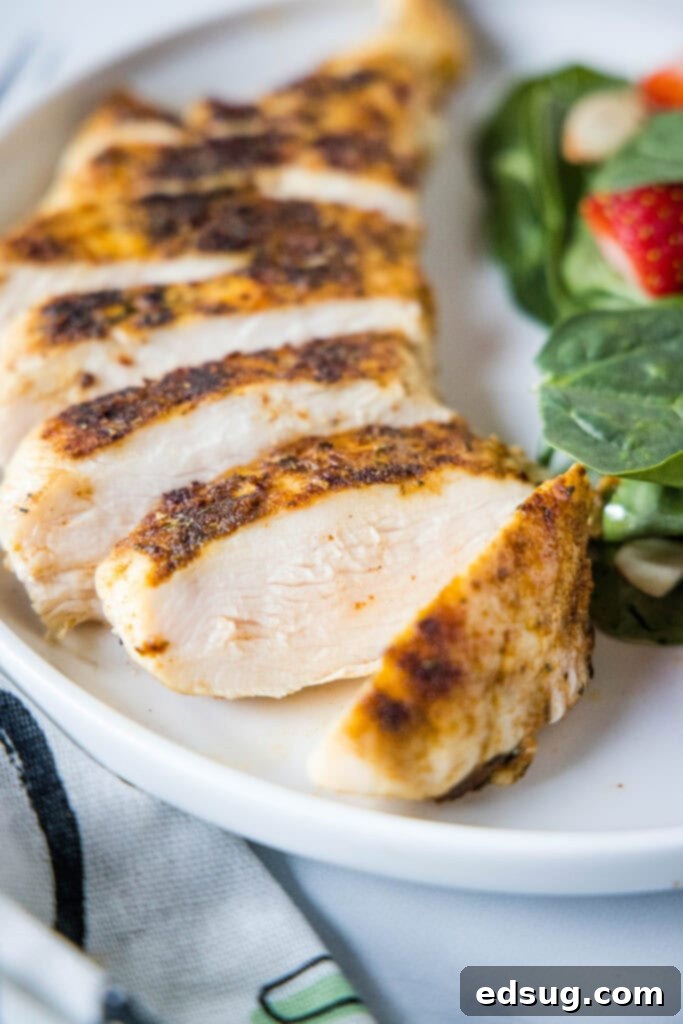 sliced blackened chicken on a plate