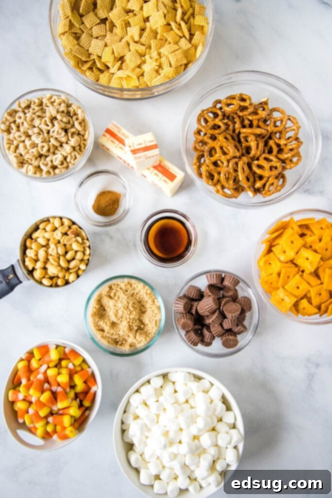 Cozy Autumn Crunch 3 fall snack mix ingredients