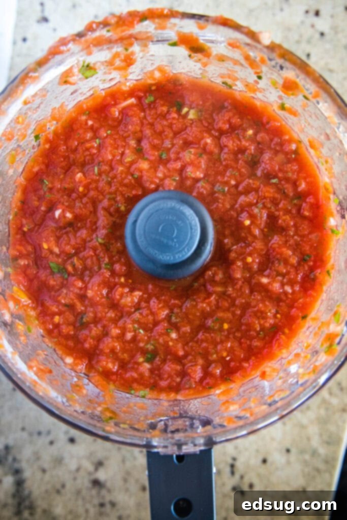 Signature Restaurant Salsa 4 salsa being made in food processor