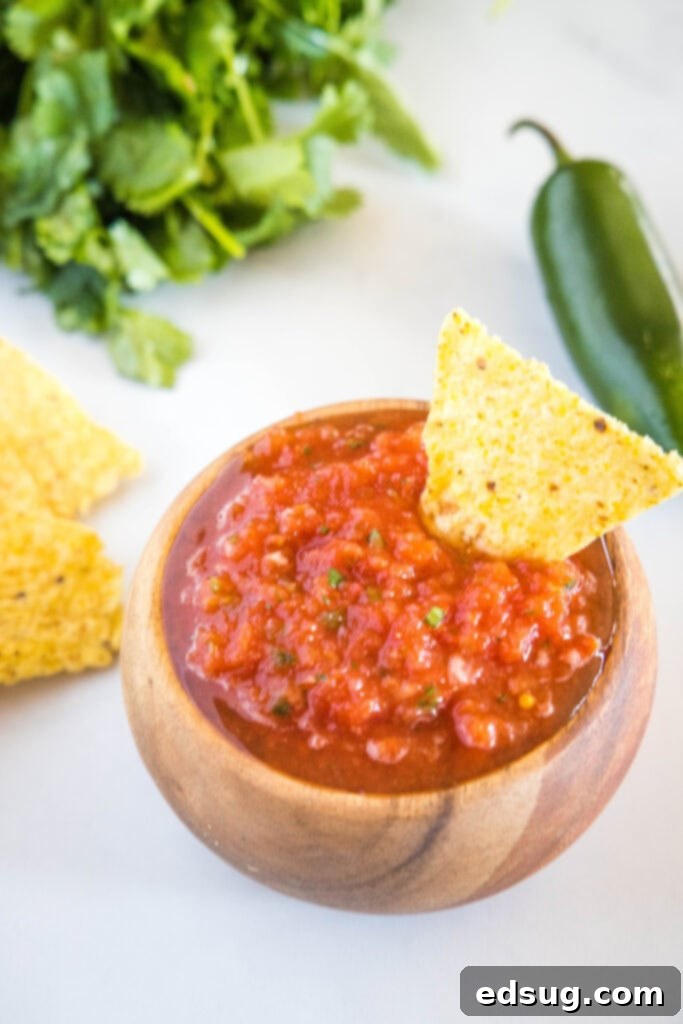 Signature Restaurant Salsa 5 looking down on a bowl of salsa