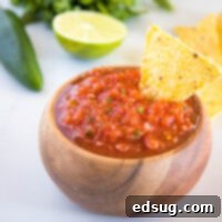 Signature Restaurant Salsa 7 close up of salsa in bowl with chip