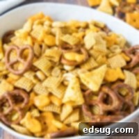 croppe close up cheese chex mix