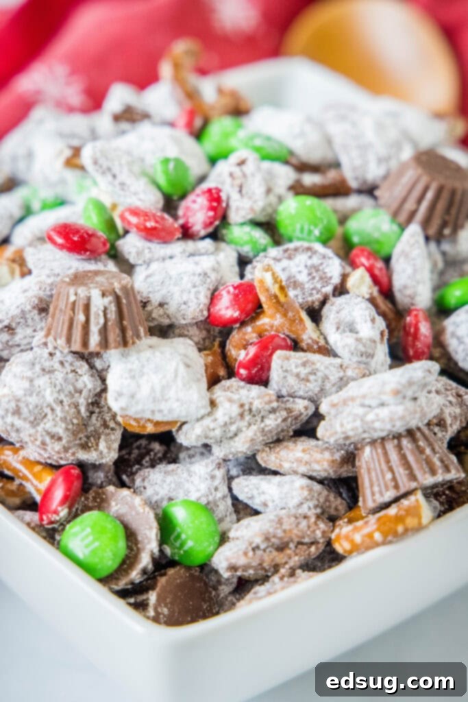 Reindeer Munch Mix 2 white bowl with reindeer chow