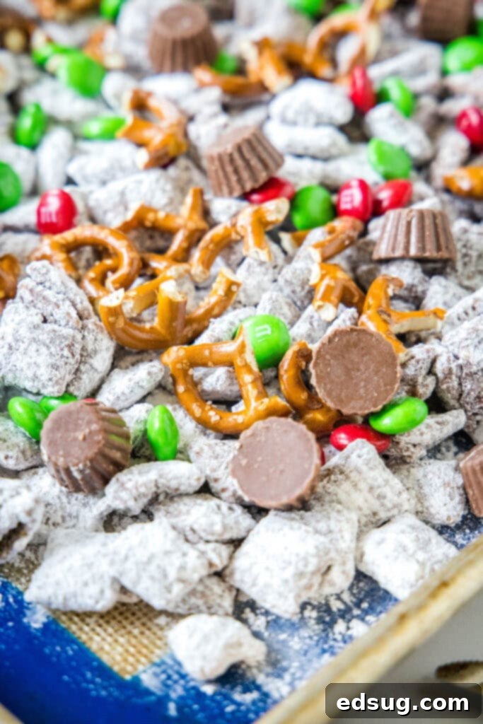 Reindeer Munch Mix 4 reindeer chow on a baking tray