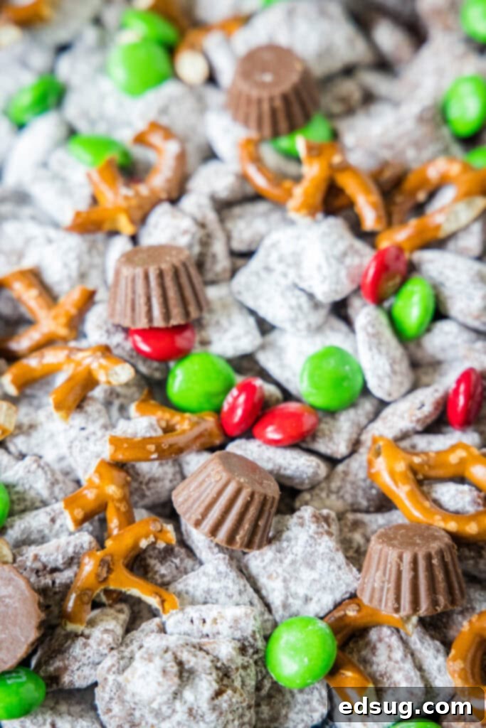 Reindeer Munch Mix 6 Christmas muddy buddies on a baking tray