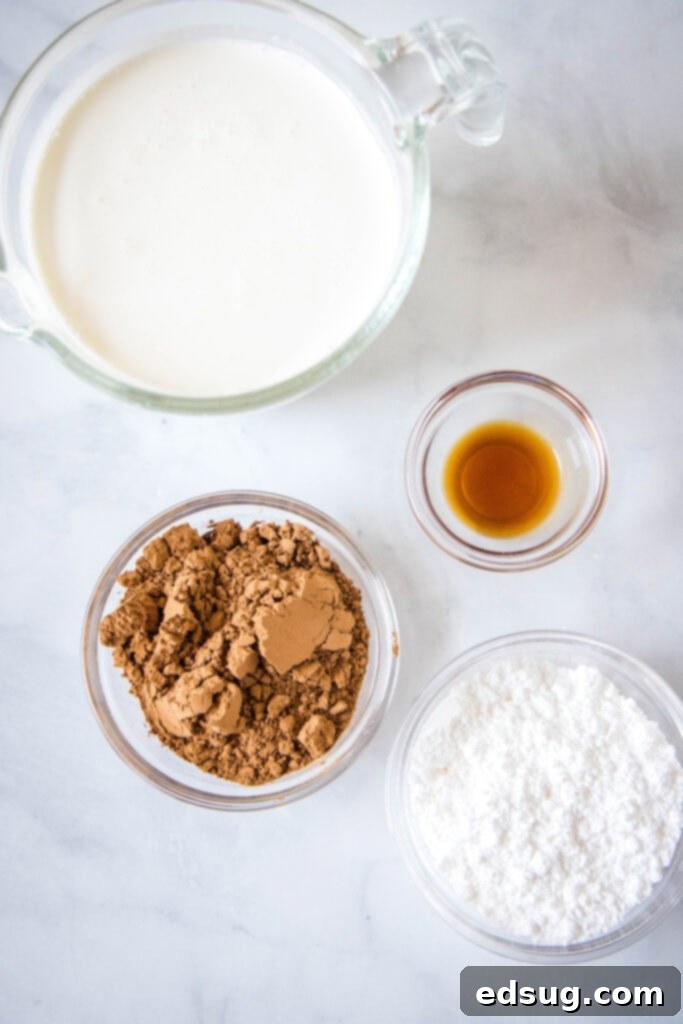 Swirl of Chocolate Bliss 3 chocolate whipped cream ingredients