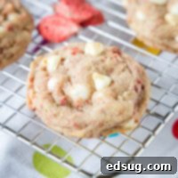 cropped close up strawberry cookie on a cooling rack