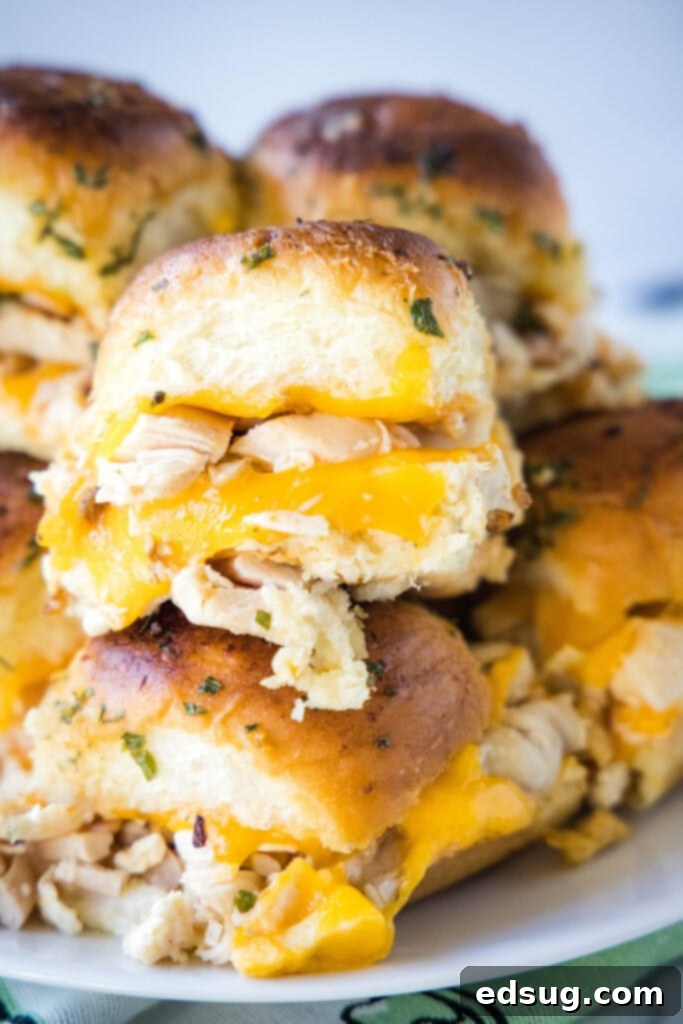 Savory Turkey Sliders 7 turkey sliders on a serving platter