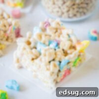 Lucky Charms Rainbow Krispie Delights 8 cropped close up Lucky Charms Rice Krispie Treats