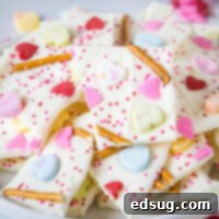 cropped close up valentine's day bark on a white plate